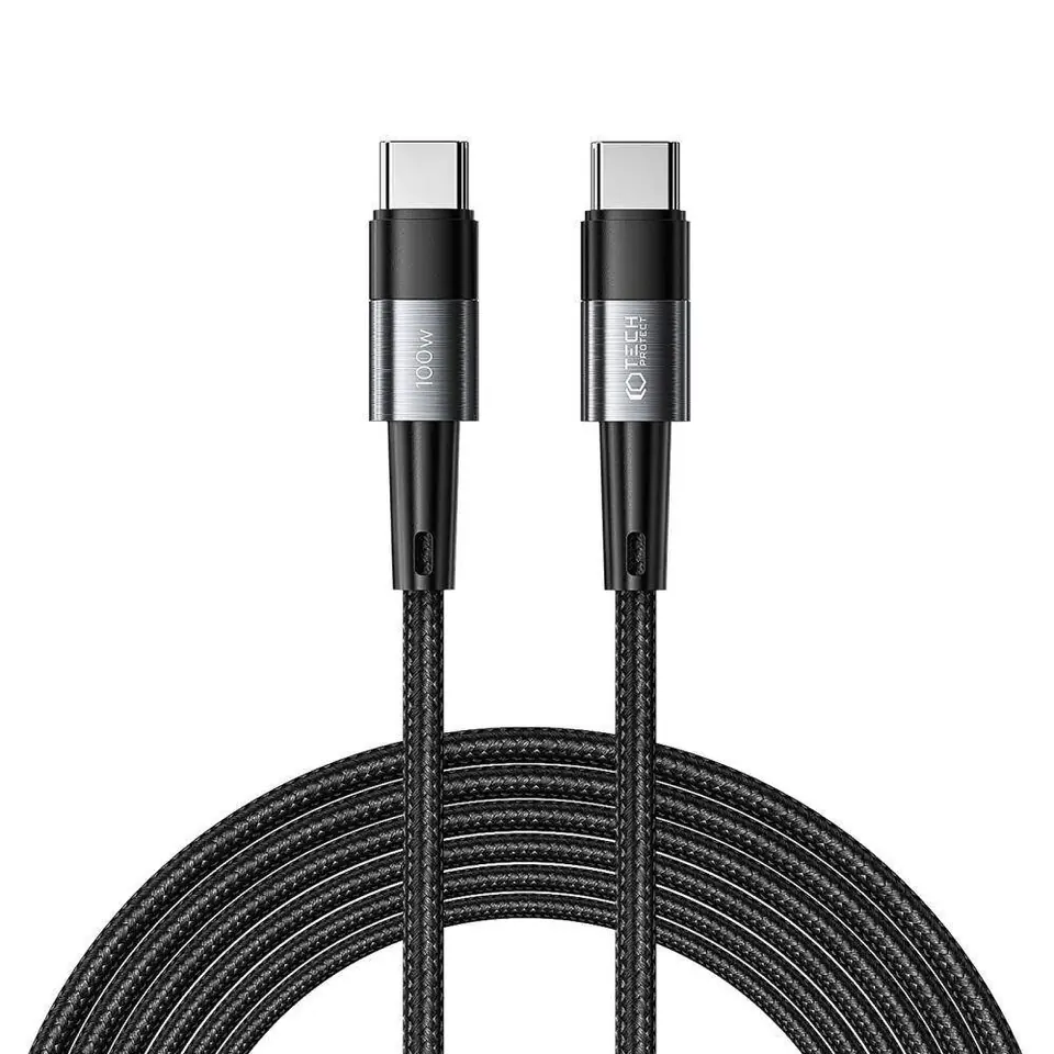 ⁨Kabel 5A PD100W 3m USB-C - USB-C Tech-Protect Ultraboost szary⁩ w sklepie Wasserman.eu