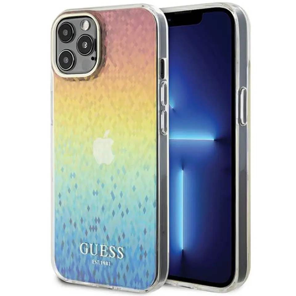 ⁨Guess GUHCP12MHDECMI iPhone 12/12 Pro 6.1" wielokolorowy hardcase IML Faceted Mirror Disco Iridescent⁩ w sklepie Wasserman.eu