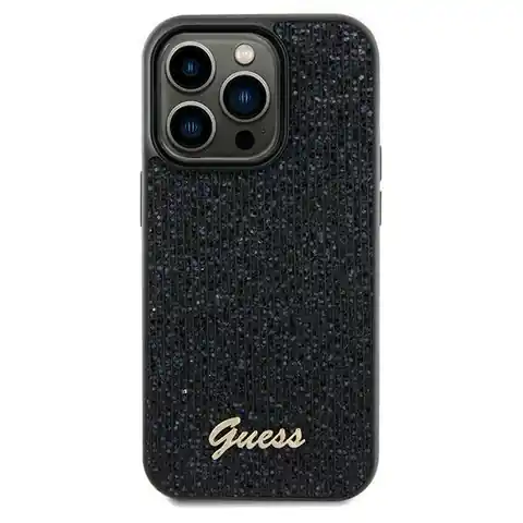 ⁨Guess GUHCP12MPMSDGSK iPhone 12/12 Pro 6.1" czarny/black hardcase Disco Metal Script⁩ w sklepie Wasserman.eu