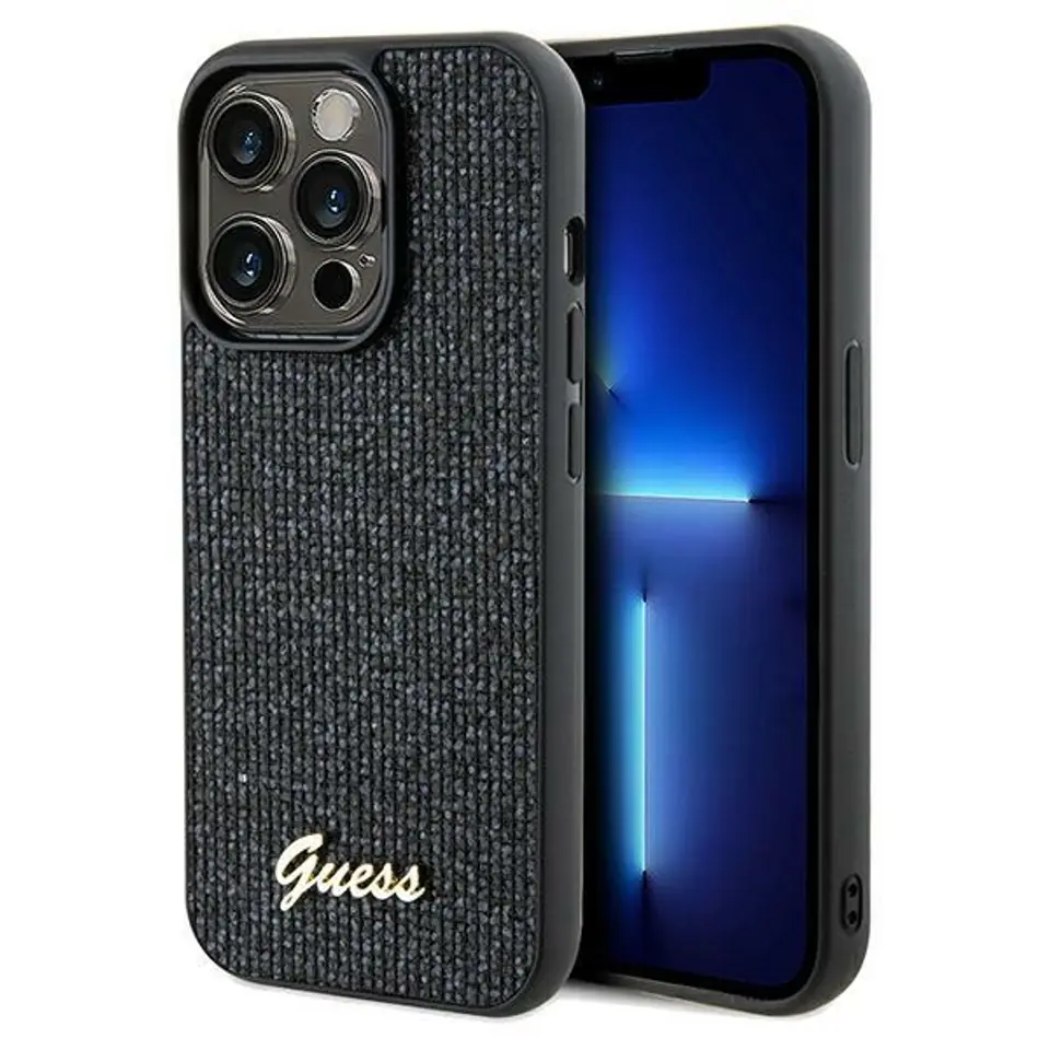 ⁨Guess GUHCP13LPMSDGSK iPhone 13 Pro / 13 6.1" czarny/black hardcase Disco Metal Script⁩ w sklepie Wasserman.eu