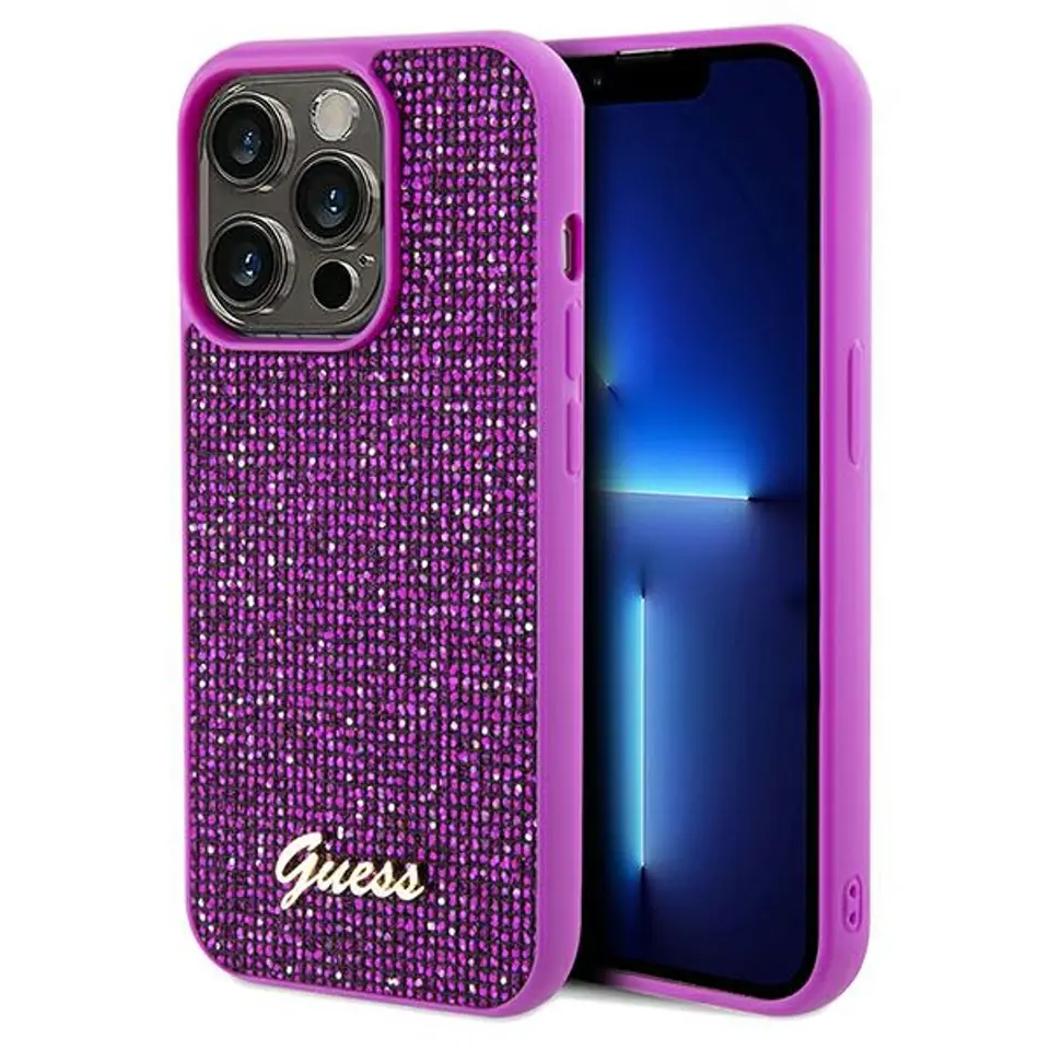 ⁨Guess GUHCP14LPMSDGSF iPhone 14 Pro 6.1" fuksja/fuschia hardcase Disco Metal Script⁩ w sklepie Wasserman.eu