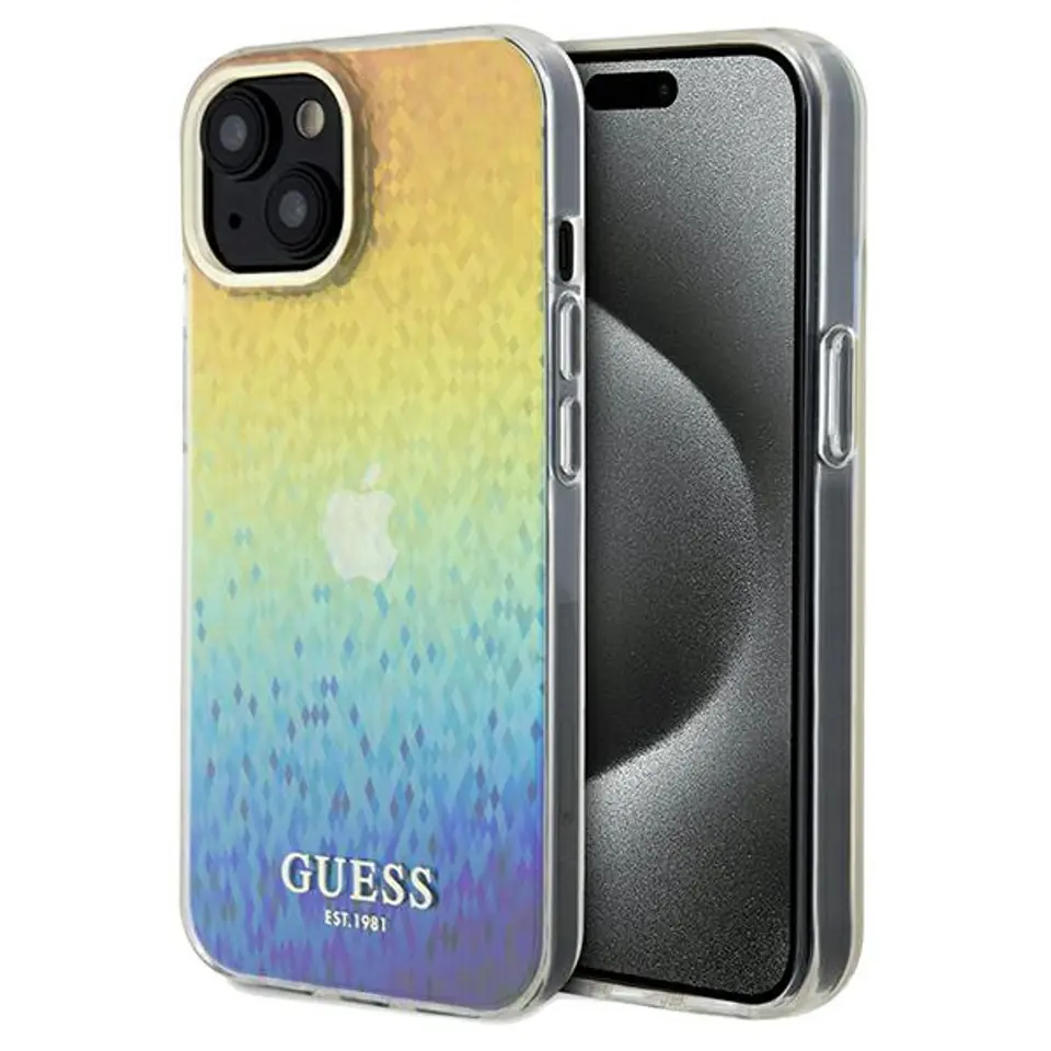 ⁨Guess GUHCP14SHDECMI iPhone 14 / 15 / 13 6.1" wielokolorowy hardcase IML Faceted Mirror Disco Iridescent⁩ w sklepie Wasserman.eu