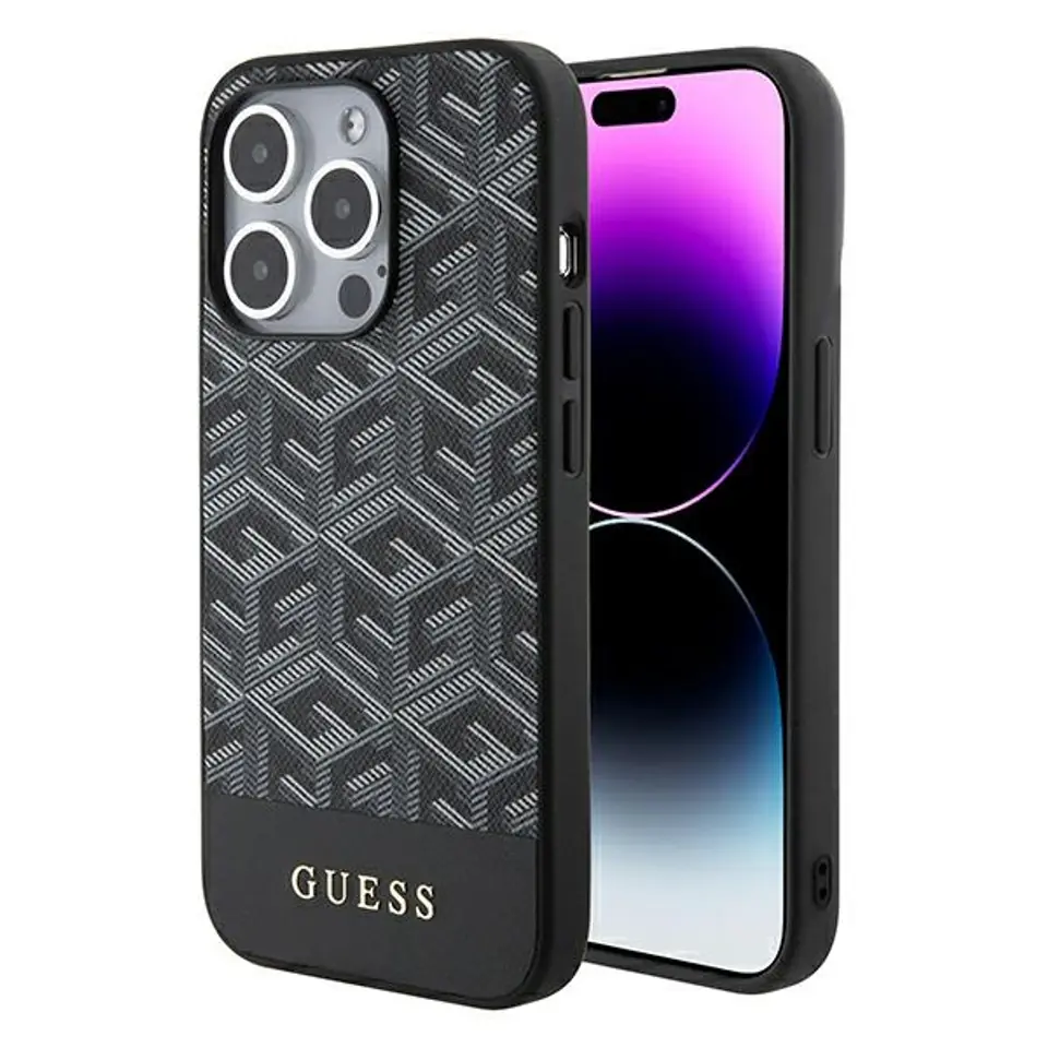 ⁨Guess GUHMP15LHGCFSEK iPhone 15 Pro 6.1" czarny/black hardcase GCube Stripes MagSafe⁩ w sklepie Wasserman.eu