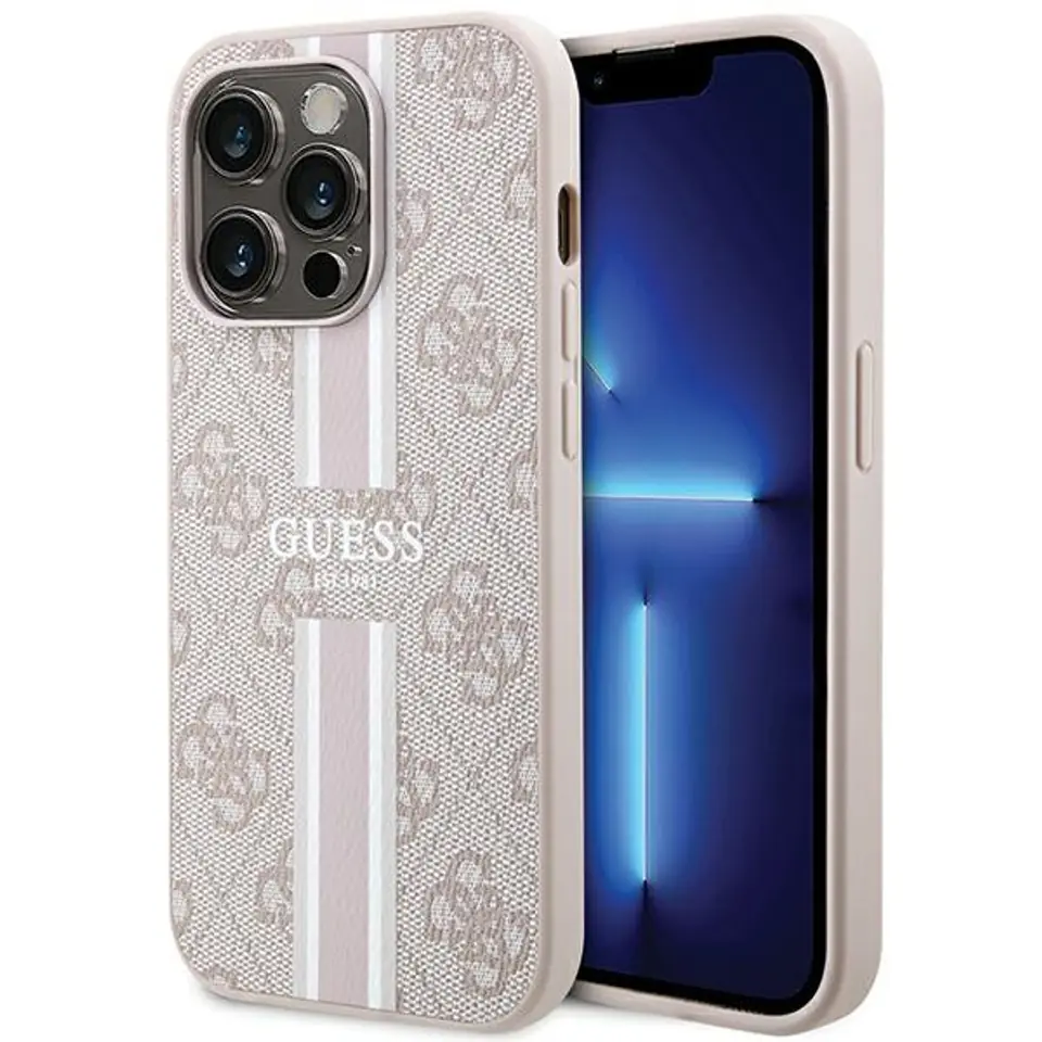 ⁨Guess GUHMP15LP4RPSP iPhone 15 Pro 6.1" różowy/pink hardcase 4G Printed Stripes MagSafe⁩ w sklepie Wasserman.eu