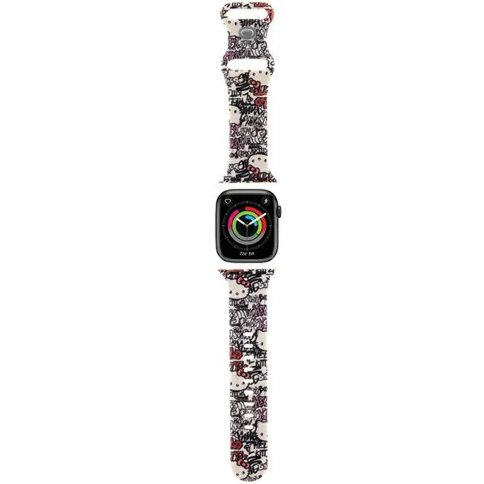 ⁨Hello Kitty Pasek HKAWMSDGPTE Apple Watch 38/40/41mm beżowy/beige strap Silicone Tags Graffiti⁩ w sklepie Wasserman.eu