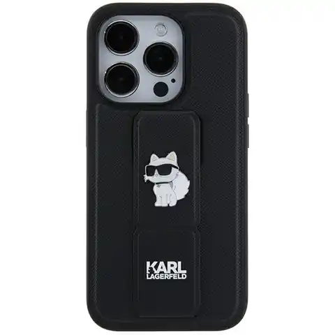 ⁨Karl Lagerfeld KLHCN61GSACHPK iPhone 11 / Xr 6.1" czarny/black hardcase Gripstand Saffiano Choupette Pins⁩ w sklepie Wasserman.eu