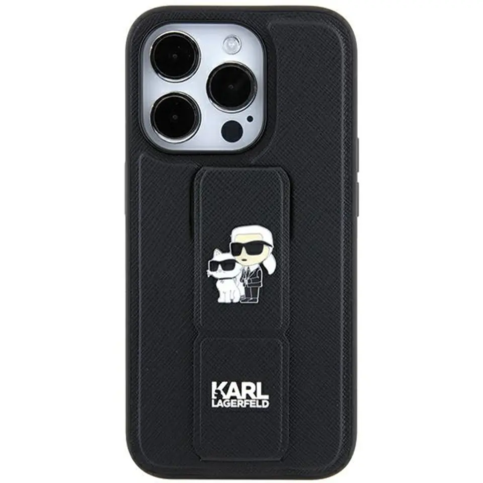 ⁨Karl Lagerfeld KLHCN61GSAKCPK iPhone 11 / Xr 6.1" czarny/black hardcase Gripstand Saffiano Karl&Choupette Pins⁩ w sklepie Wasserman.eu