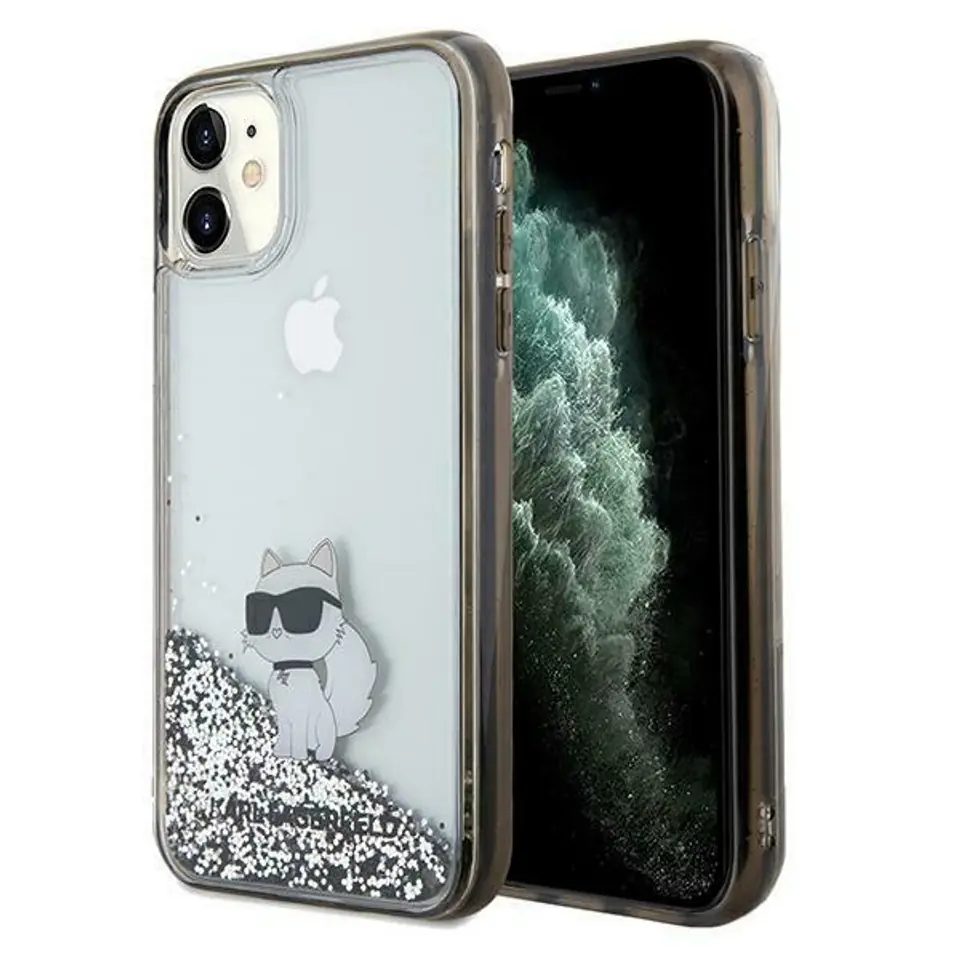 ⁨Karl Lagerfeld KLHCN61LKCNSK iPhone 11 / Xr 6.1" transparent hardcase Liquid Glitter Choupette⁩ w sklepie Wasserman.eu