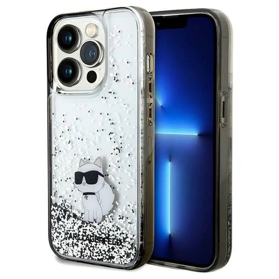 ⁨Karl Lagerfeld KLHCP14LLKCNSK iPhone 14 Pro 6.1" transparent hardcase Liquid Glitter Choupette⁩ w sklepie Wasserman.eu