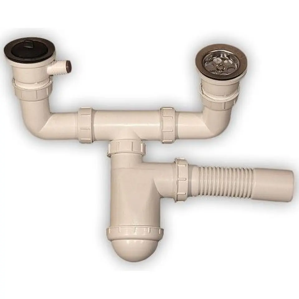 ⁨SINK SIPHON 2 CHAMBERS - STRAINER MET. WITH EXIT TO THE PRA⁩ at Wasserman.eu