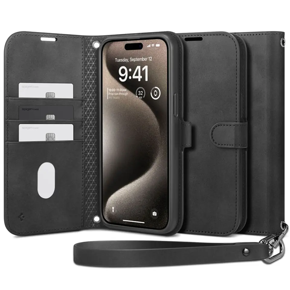 ⁨Spigen Wallet S Pro - Etui do iPhone 15 Pro (Czarny)⁩ w sklepie Wasserman.eu
