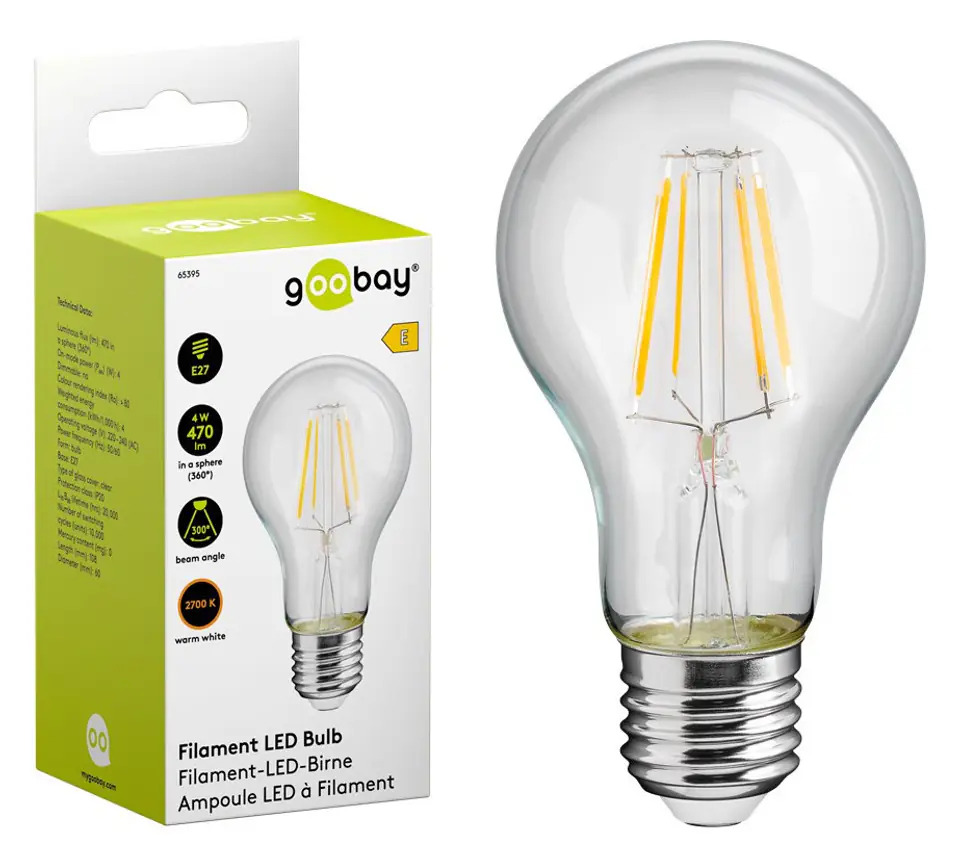 ⁨Żarówka LED FILAMENT 4W E27 2700K Bulb Goobay E⁩ w sklepie Wasserman.eu