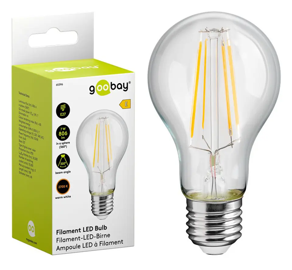 Żarówka LED FILAMENT 7W E27 2700K Bulb Goobay E w sklepie Wasserman.eu