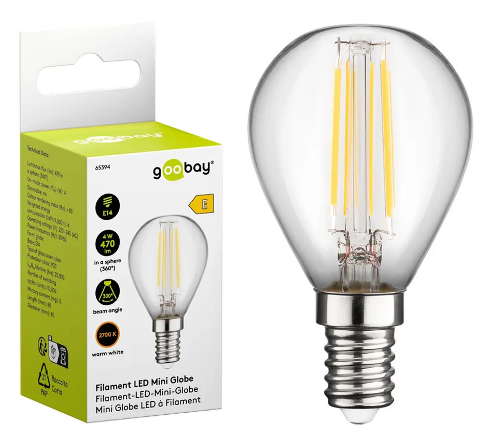 Żarówka LED FILAMENT 4W E14 2700K Globe Goobay E w sklepie Wasserman.eu