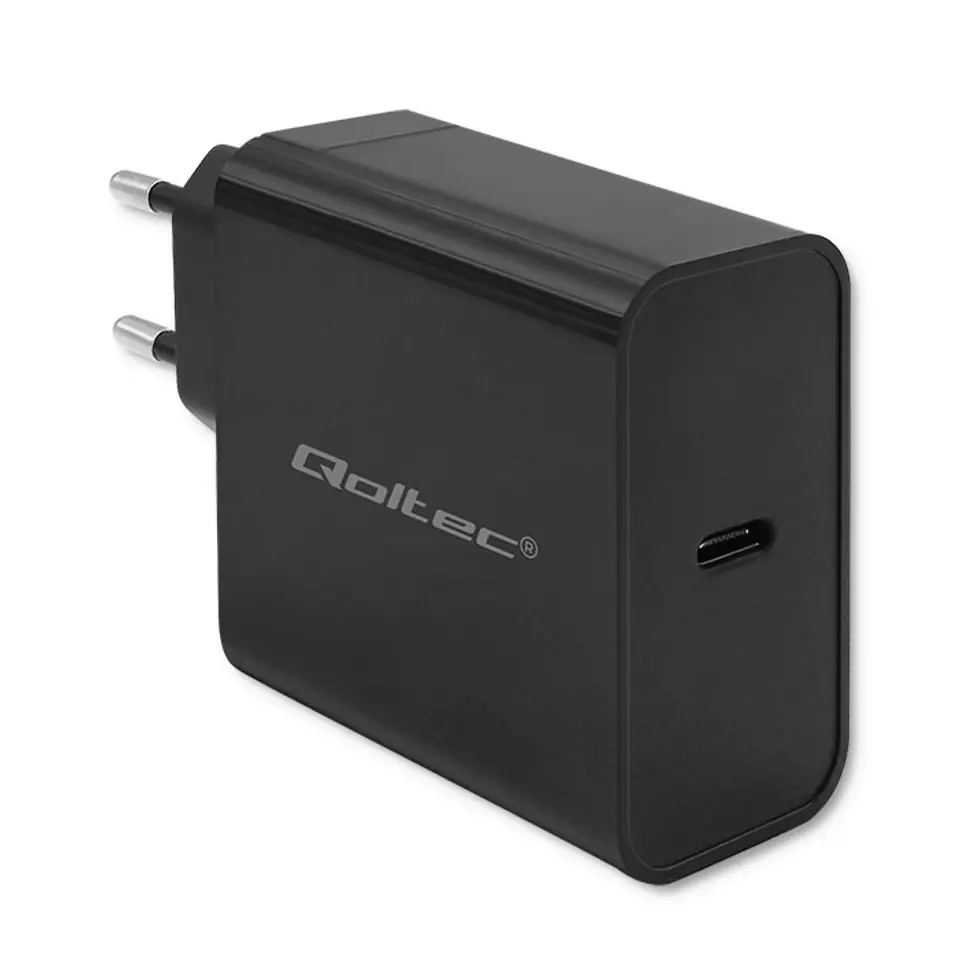 ⁨Qoltec Ładowarka Super Quick PD |  1xUSB-C | 65W | 5-20V | 3-3.25A | Czarna⁩ w sklepie Wasserman.eu