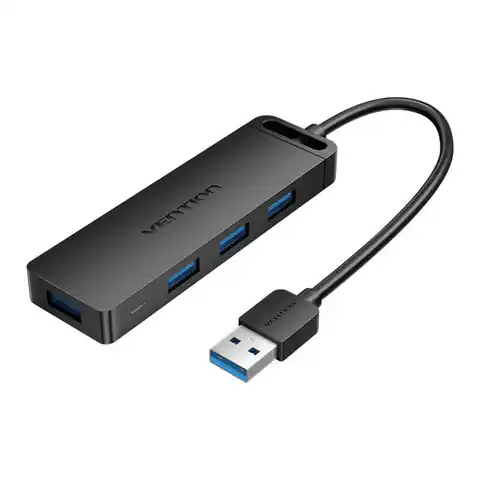 ⁨Hub USB 3.0 z 4 portami i zasilaniem Vention CHLBF 1m Czarny⁩ w sklepie Wasserman.eu