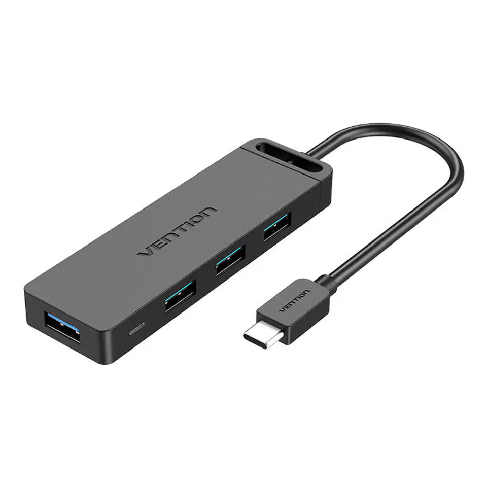 Hub 5w1 z 4 portami USB 3.0 i kablem USB-C Vention TGKBD 0,5m Czarny w sklepie Wasserman.eu