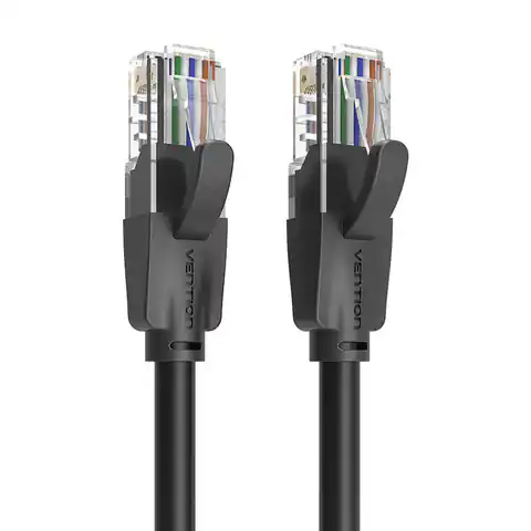 ⁨Kabel sieciowy UTP CAT6 Vention IBEBI RJ45 Ethernet 1000Mbps 3m czarny⁩ w sklepie Wasserman.eu