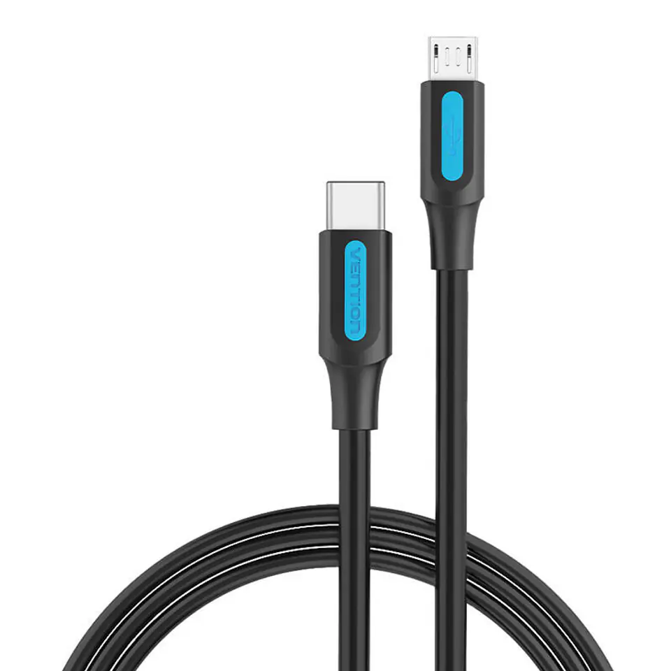 ⁨Kabel USB-C 2.0 do Micro USB Vention COVBF 2A 1m czarny⁩ w sklepie Wasserman.eu