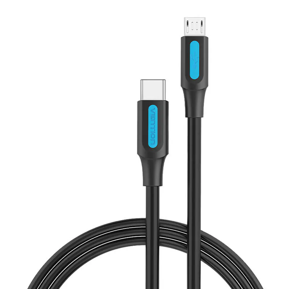 ⁨Kabel USB-C 2.0 do Micro USB Vention COVBH 2A 2m czarny⁩ w sklepie Wasserman.eu