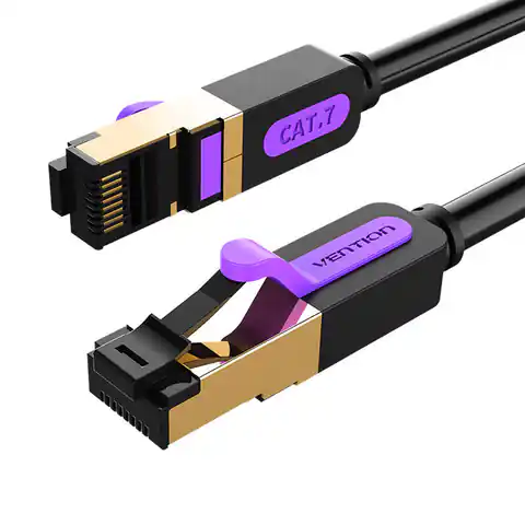 ⁨Kabel sieciowy CAT7 SFTP Vention ICDBJ RJ45 Ethernet 10Gbps 5m czarny⁩ w sklepie Wasserman.eu