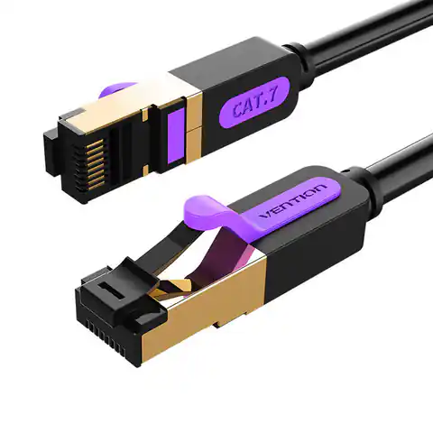 ⁨Kabel sieciowy CAT7 SFTP Vention ICDBH RJ45 Ethernet 10Gbps 2m czarny⁩ w sklepie Wasserman.eu