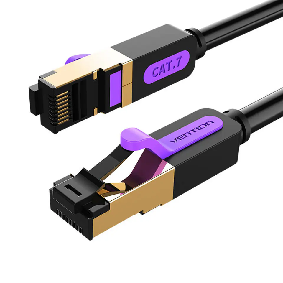 ⁨Kabel sieciowy CAT7 SFTP Vention ICDBG RJ45 Ethernet 10Gbps 1,5m czarny⁩ w sklepie Wasserman.eu