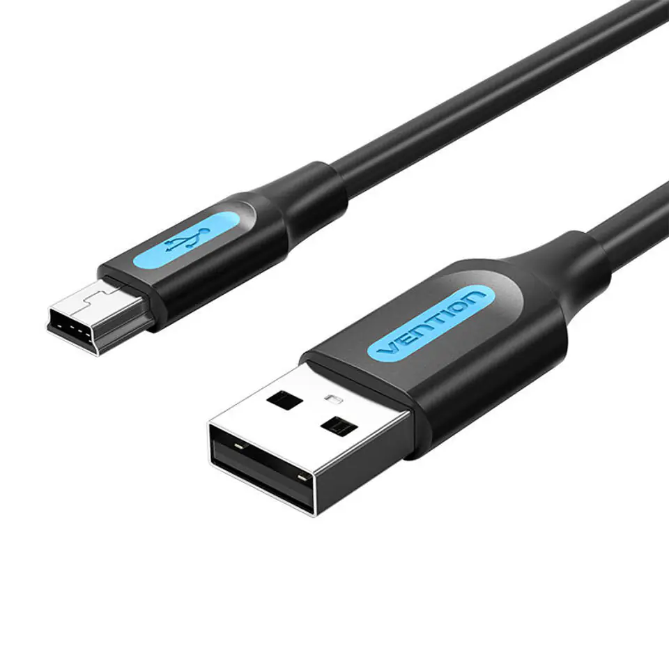 ⁨Kabel USB 2.0 A do Mini-B Vention COMBD 0,5m czarny PVC⁩ w sklepie Wasserman.eu