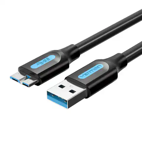 ⁨Kabel USB 3.0 A do Micro-B Vention COPBD 2A 0,5m czarny PVC⁩ w sklepie Wasserman.eu
