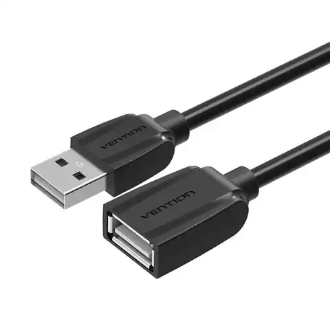 ⁨Kabel przedłużający USB 2.0 Vention VAS-A44-B050 0,5m czarny⁩ w sklepie Wasserman.eu