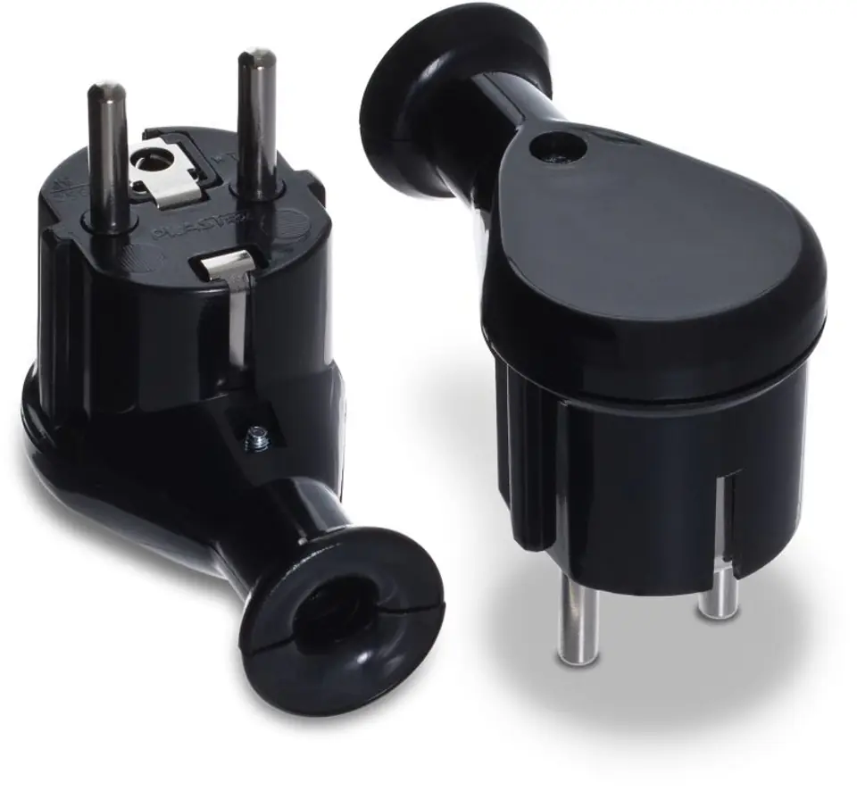 ⁨UNI-SCHUKO DETACHABLE ANGULAR PLUG, 2P+Z 16A 250V BLACK⁩ at Wasserman.eu