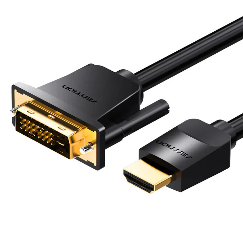 ⁨Kabel HDMI do DVI (24+1) Vention ABFBF 1m, 4K 60Hz/ 1080P 60Hz (Czarny)⁩ w sklepie Wasserman.eu