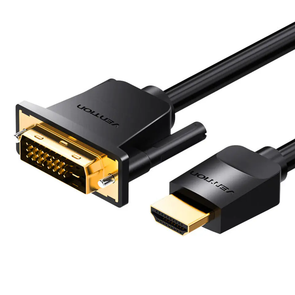 ⁨Kabel HDMI do DVI (24+1) Vention ABFBH 2m, 4K 60Hz/ 1080P 60Hz (Czarny)⁩ w sklepie Wasserman.eu