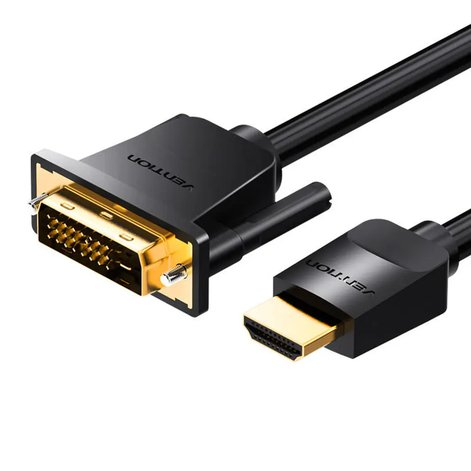 ⁨Kabel HDMI do DVI (24+1) Vention ABFBI 3m, 4K 60Hz/ 1080P 60Hz (Czarny)⁩ w sklepie Wasserman.eu