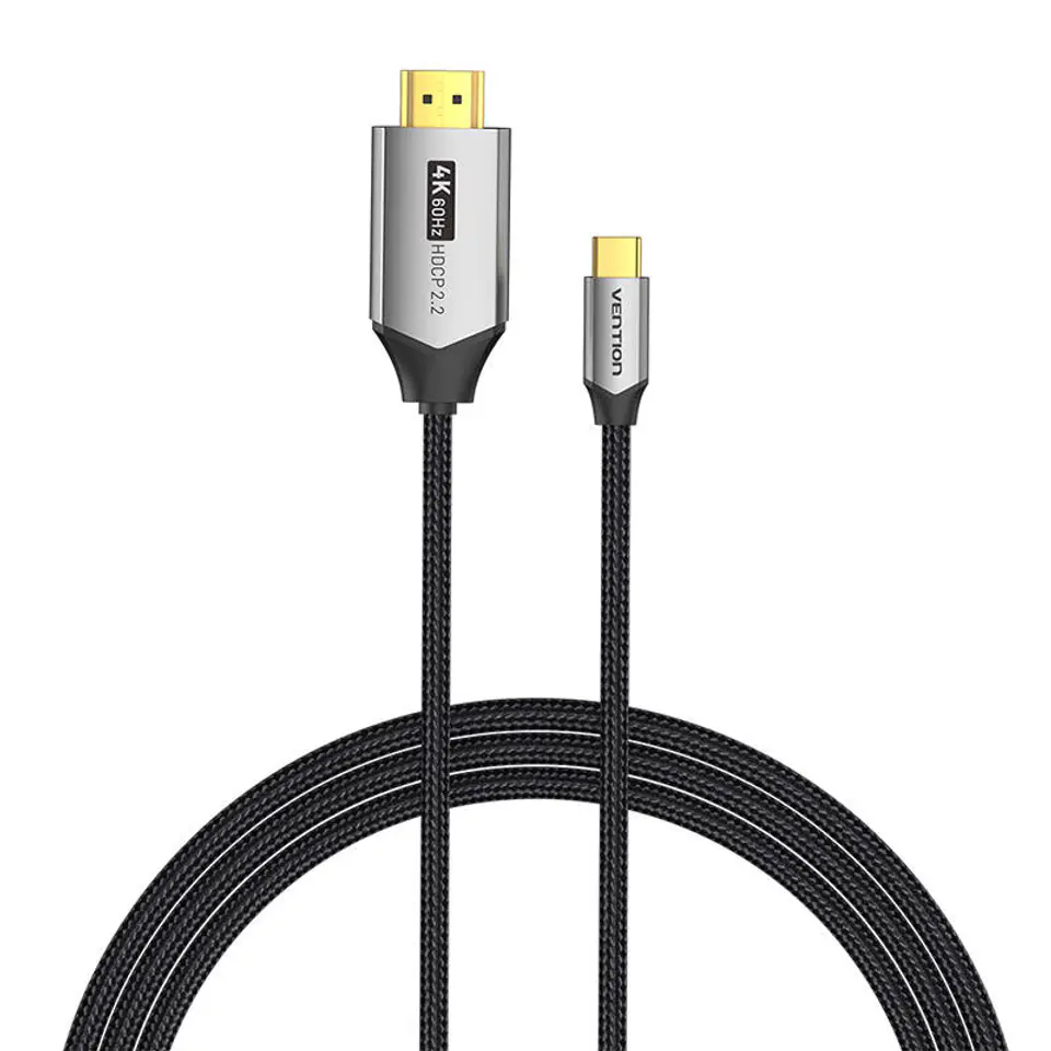 ⁨Kabel USB-C do HDMI 2.0 Vention CRBBF 1m, 4K 60Hz (Czarny)⁩ w sklepie Wasserman.eu