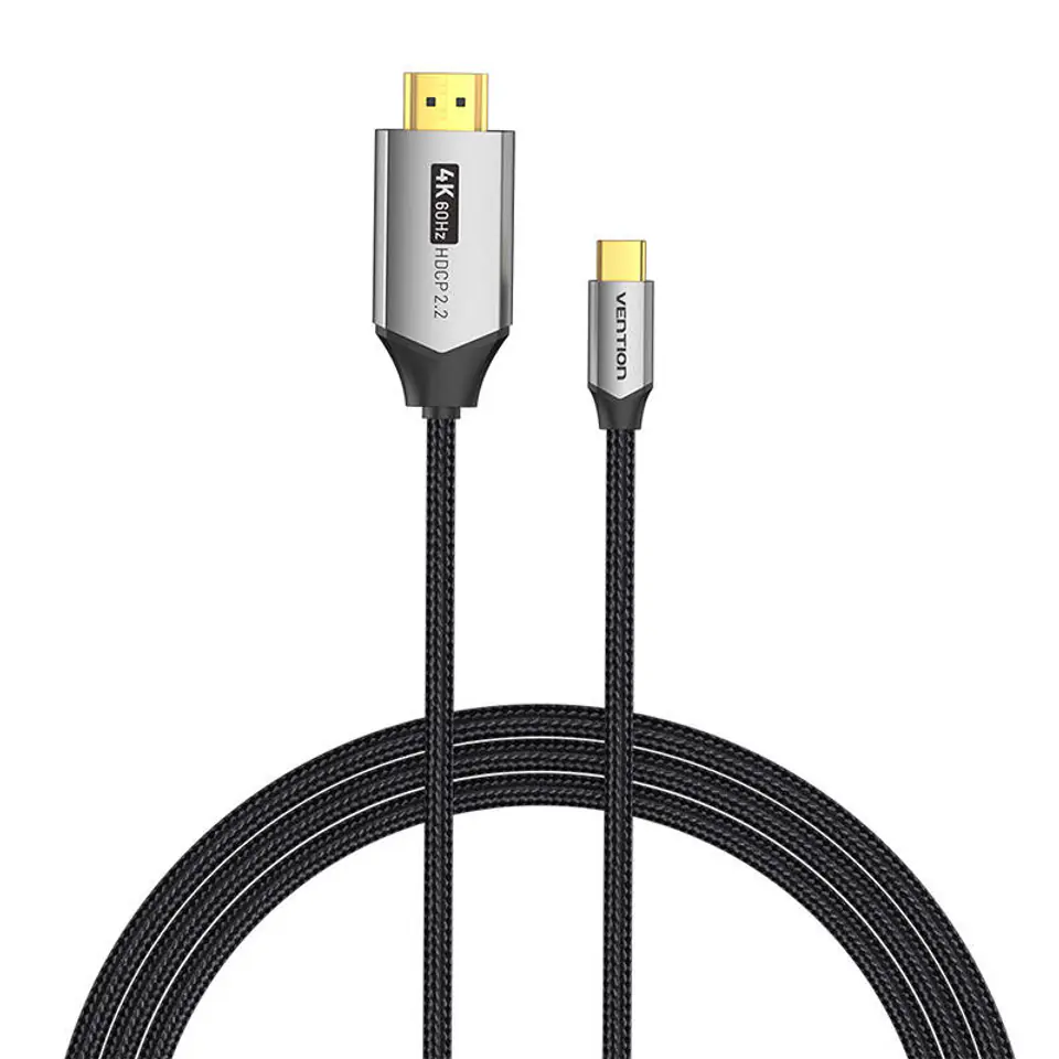 ⁨Kabel USB-C do HDMI 2.0 Vention CRBBG 1,5m, 4K 60Hz (Czarny)⁩ w sklepie Wasserman.eu