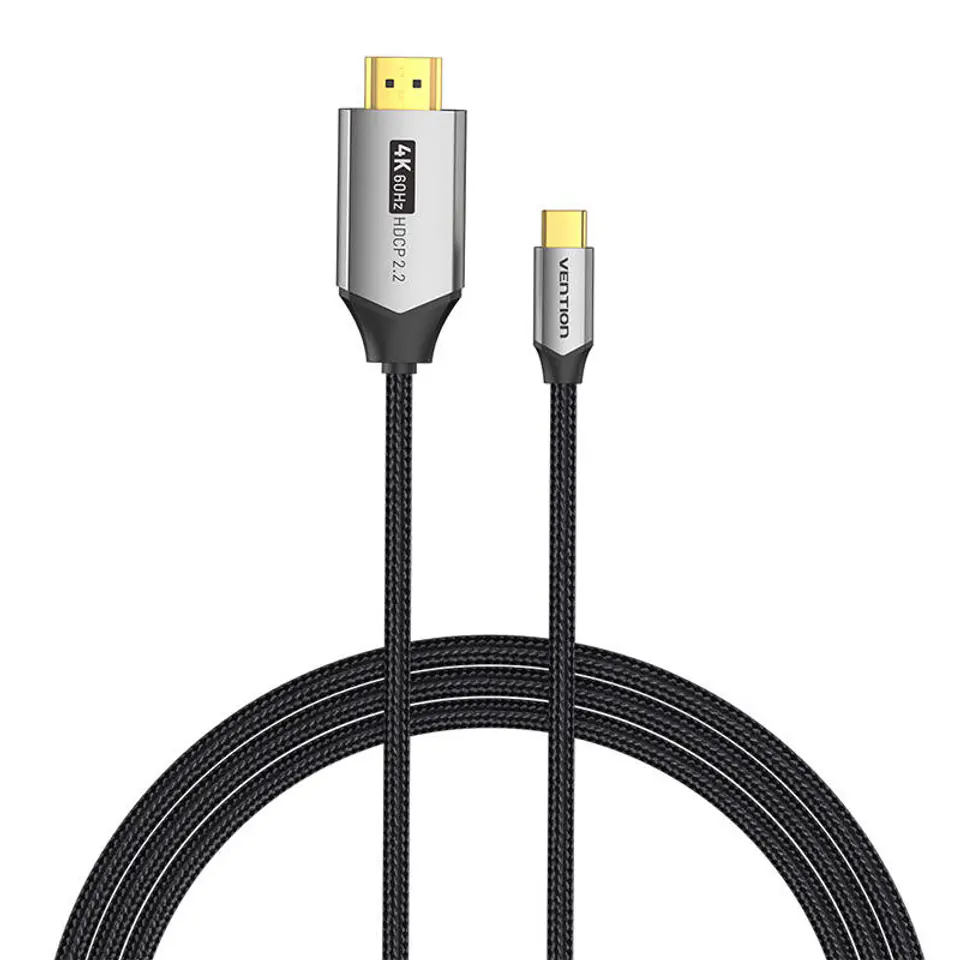 ⁨Kabel USB-C do HDMI 2.0 Vention CRBBH 2m, 4K 60Hz (Czarny)⁩ w sklepie Wasserman.eu