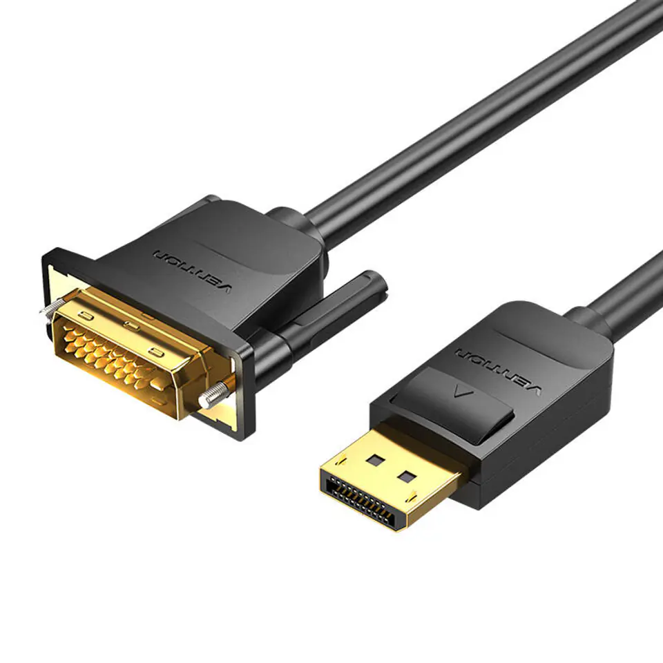 ⁨Kabel DisplayPort do DVI 2m Vention HAFBH 1080P 60Hz (Czarny)⁩ w sklepie Wasserman.eu