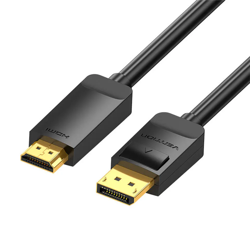 ⁨Kabel DisplayPort 1.2 do HDMI 1.4 Vention HAGBH 2m, 4K 30Hz (Czarny)⁩ w sklepie Wasserman.eu