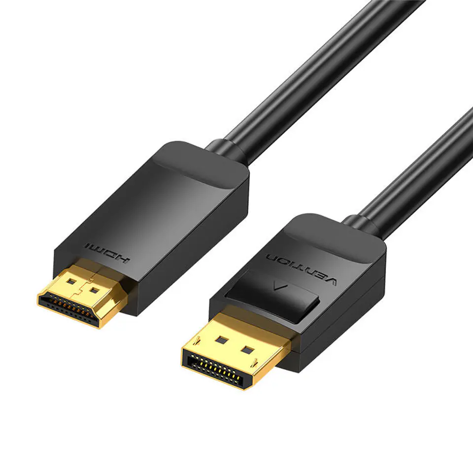 ⁨Kabel DisplayPort 1.2 do HDMI 1.4 Vention HAGBI 3m, 4K 30Hz (Czarny)⁩ w sklepie Wasserman.eu