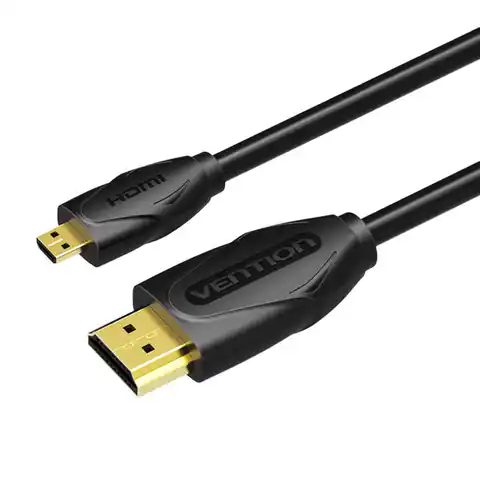 ⁨Kabel micro HDMI do HDMI Vention VAA-D03-B100 1m 4K 30Hz (Czarny)⁩ w sklepie Wasserman.eu