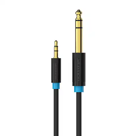 ⁨Kabel audio TRS 3,5mm na 6,35mm Vention BABBJ 5m, czarny⁩ w sklepie Wasserman.eu
