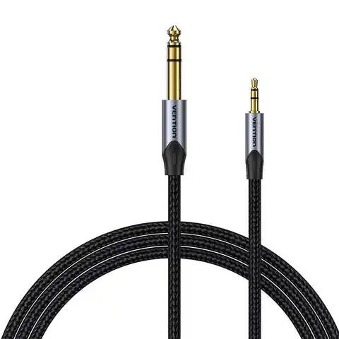 ⁨Kabel audio TRS 3,5mm na 6,35mm Vention BAUHD 0,5m szary⁩ w sklepie Wasserman.eu