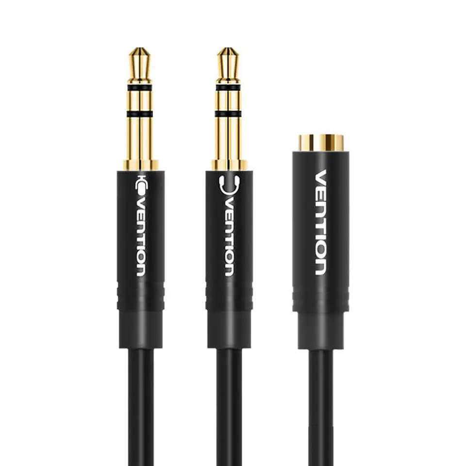 ⁨Kabel audio 2x 3,5mm męski do 3,5mm żeński Vention BBUBY 0,3m czarny⁩ w sklepie Wasserman.eu