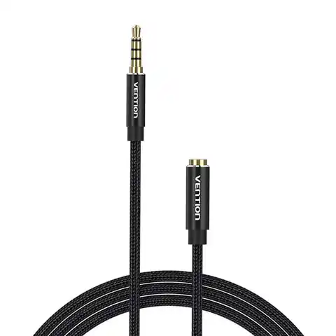 ⁨Kabel audio TRRS 3,5mm męski do 3,5mm żeński Vention BHCBG 1,5m czarny⁩ w sklepie Wasserman.eu