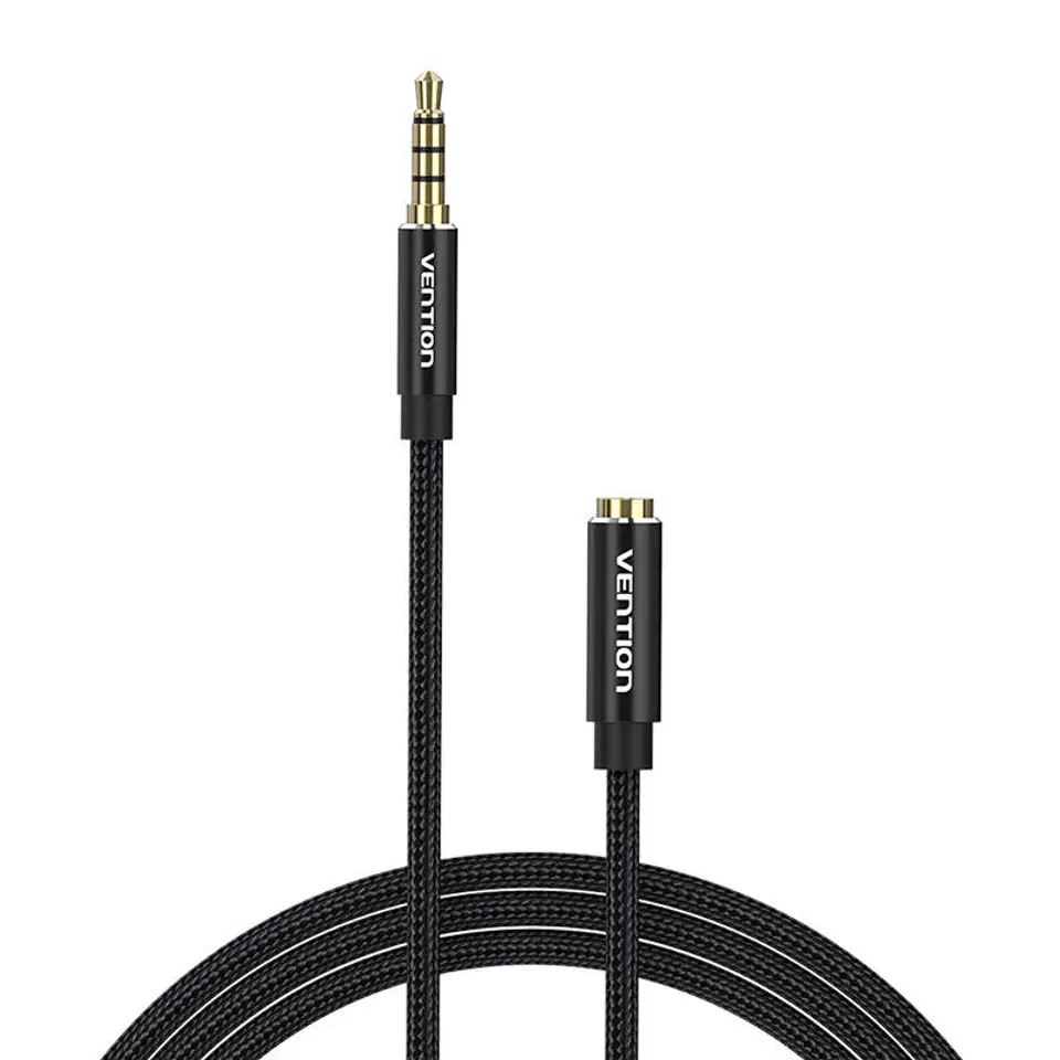 ⁨Kabel audio TRRS 3,5mm męski do 3,5mm żeński Vention BHCBH 2m czarny⁩ w sklepie Wasserman.eu