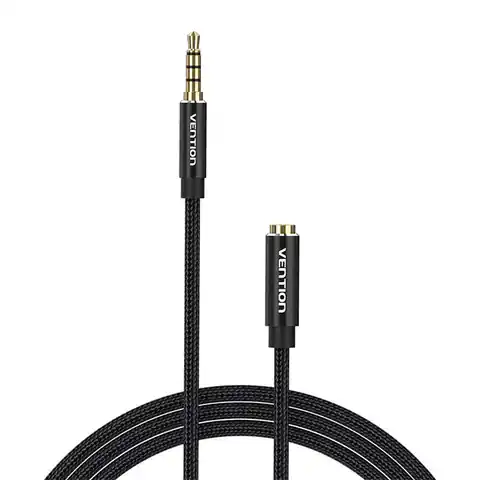 ⁨Kabel audio TRRS 3,5mm męski do 3,5mm żeński Vention BHCBJ 5m czarny⁩ w sklepie Wasserman.eu