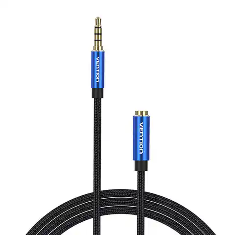 ⁨Kabel audio TRRS 3,5mm męski do 3,5mm żeński Vention BHCLG 1,5m niebieski⁩ w sklepie Wasserman.eu