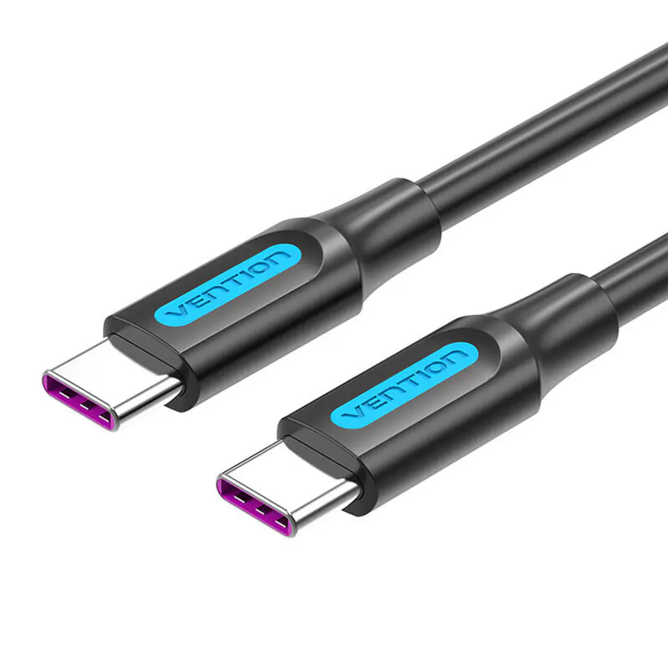 ⁨Kabel USB-C 2.0 Vention COTBG PD 100W, 5A, 1,5m czarny PVC⁩ w sklepie Wasserman.eu