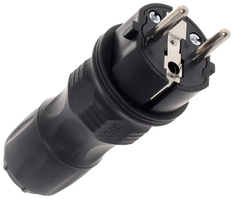 ⁨STRAIGHT PLUG 2P+Z, 16A EXTREM UNI IP54 BLACK⁩ at Wasserman.eu